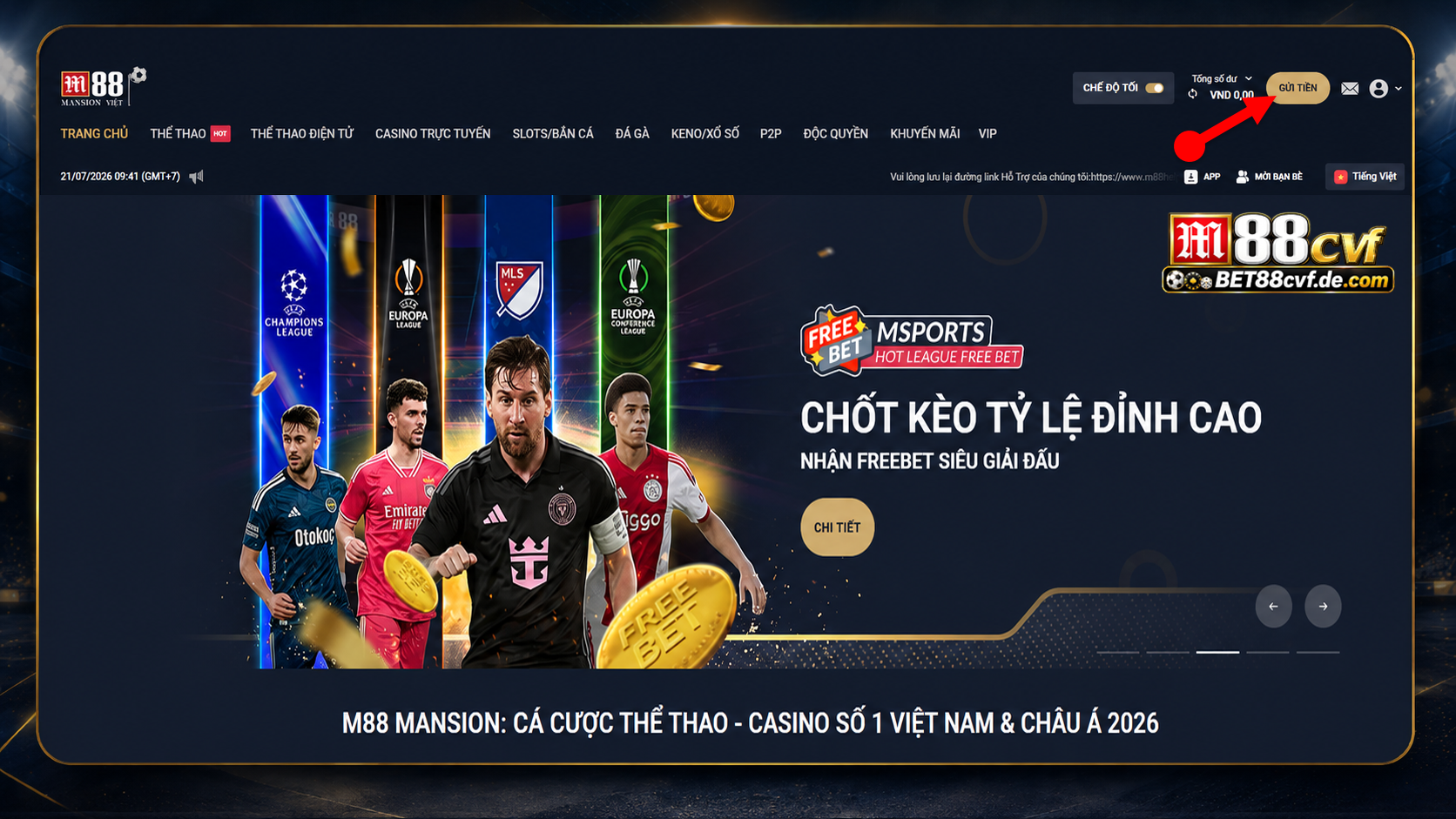 Bước 1: Đăng nhập tài khoản M88