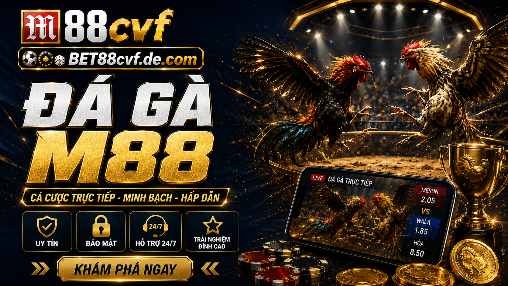 Cá cược đá gà online chất lượng hàng đầu tại M88