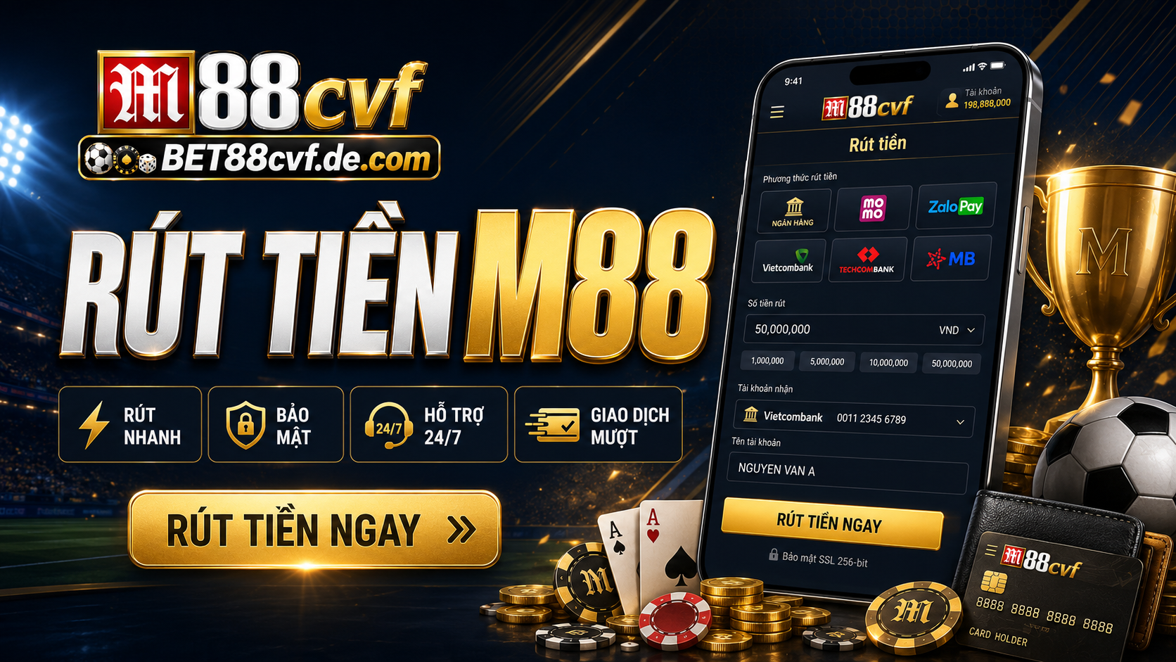 Hướng dẫn rút tiền M88