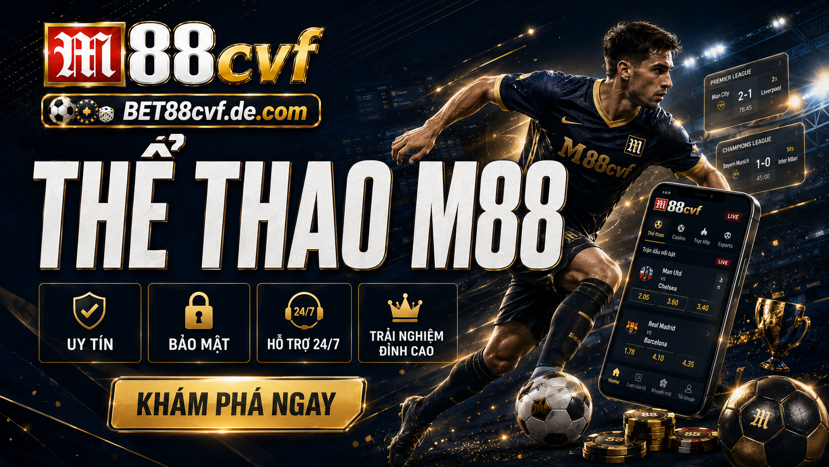 Thể thao là chuyên mục nổi bật tại trang chủ M88