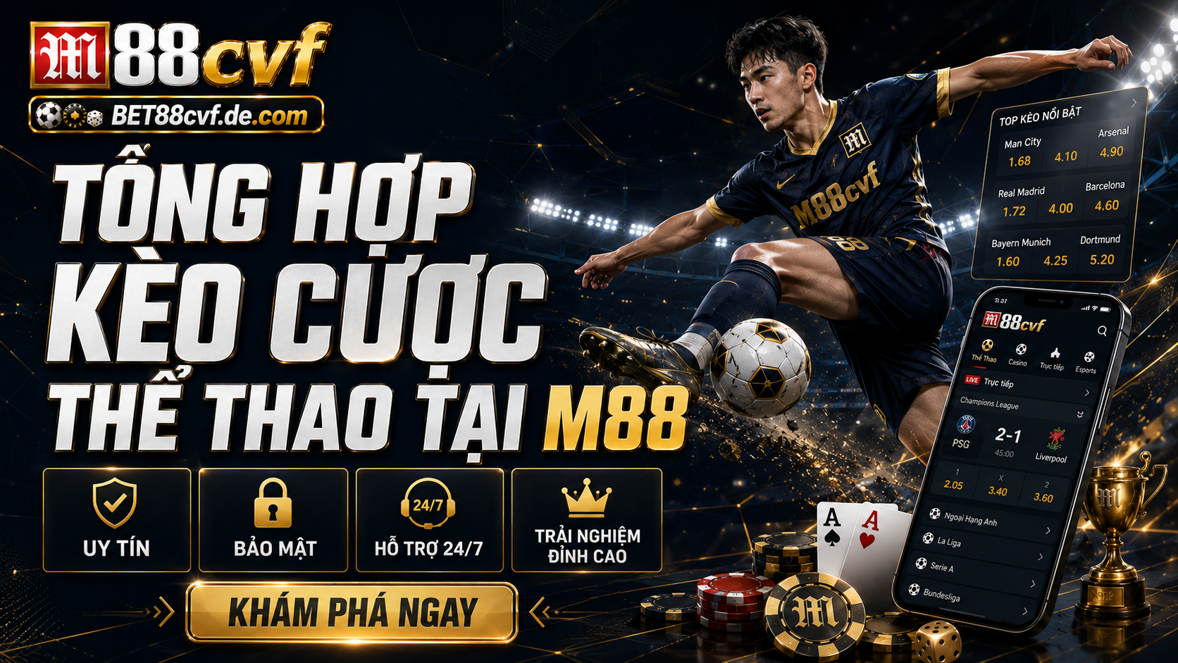 Đa dạng kèo cược hấp dẫn trong thể thao tại M88